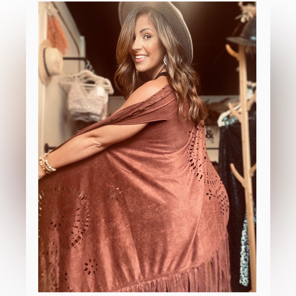 Mexican Chocolate Brown Fringe Vest